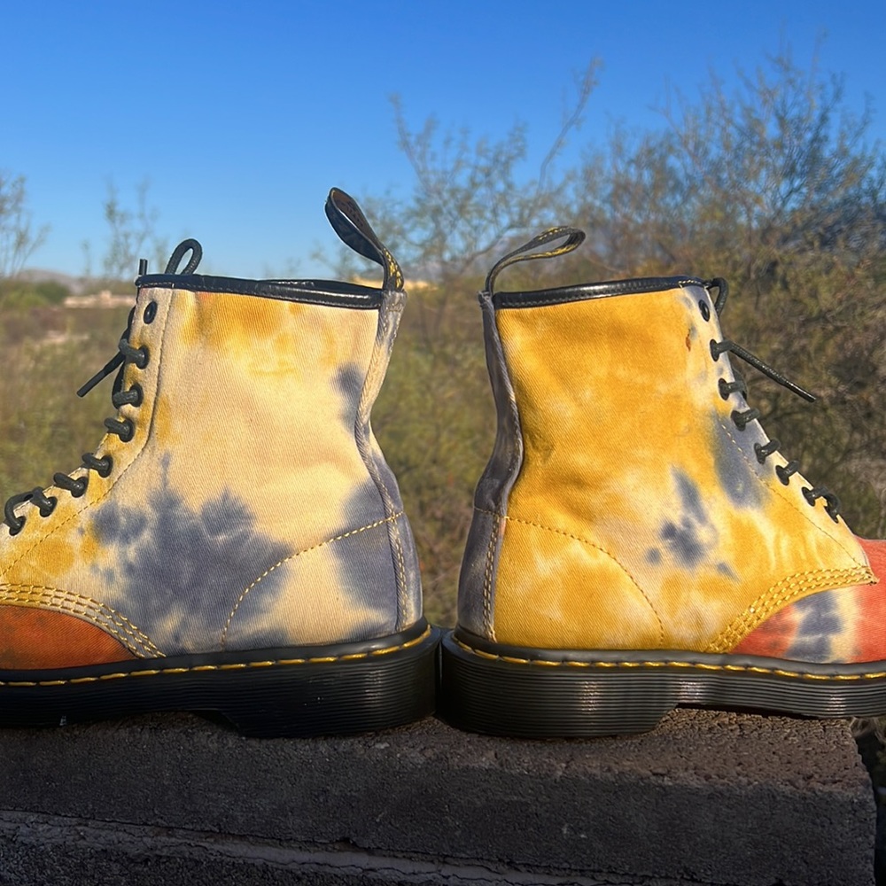 Dr. Martens Retro Psychedelic Acid Wash Tie Dye Canvas Boots - Picture 9 of 16